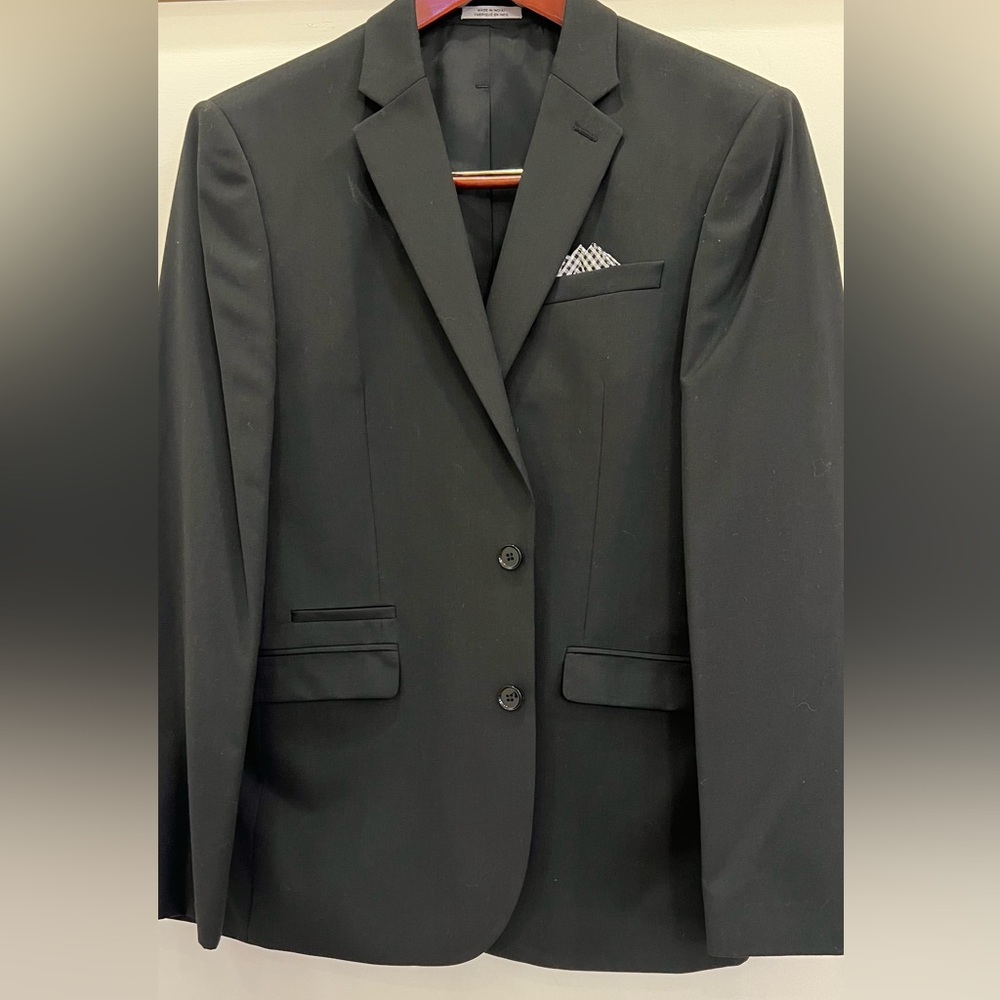 Express Photographer Fitted  2 Piece Suit Pants Jacket, pocket square.Never worn - Picture 8 of 15